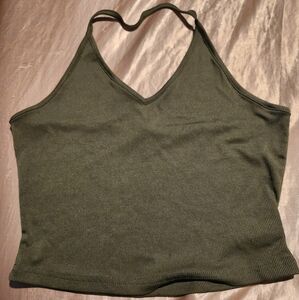 Olive Green Ribbed Women's Tank Top